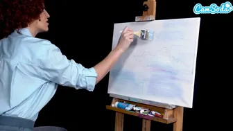 Ryan Keely Bob Ross cosplay πηγαίνει άγρια τη στιγμή της ζωγραφικής