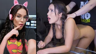 Hot gamer κορίτσι Bambola με σκληρό σεξ στο δαχτυλίδι Elden και το σκύλο
