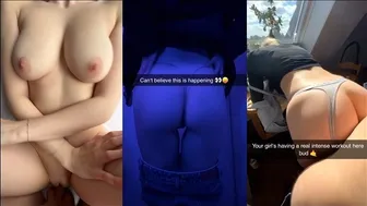 Βρώμικο πήδημα κολεγίων σε μια snapchat επιλογή στην οθόνη τρία